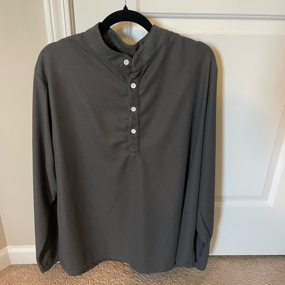 Grey Men’s Mesh Long Sleeve Polo
